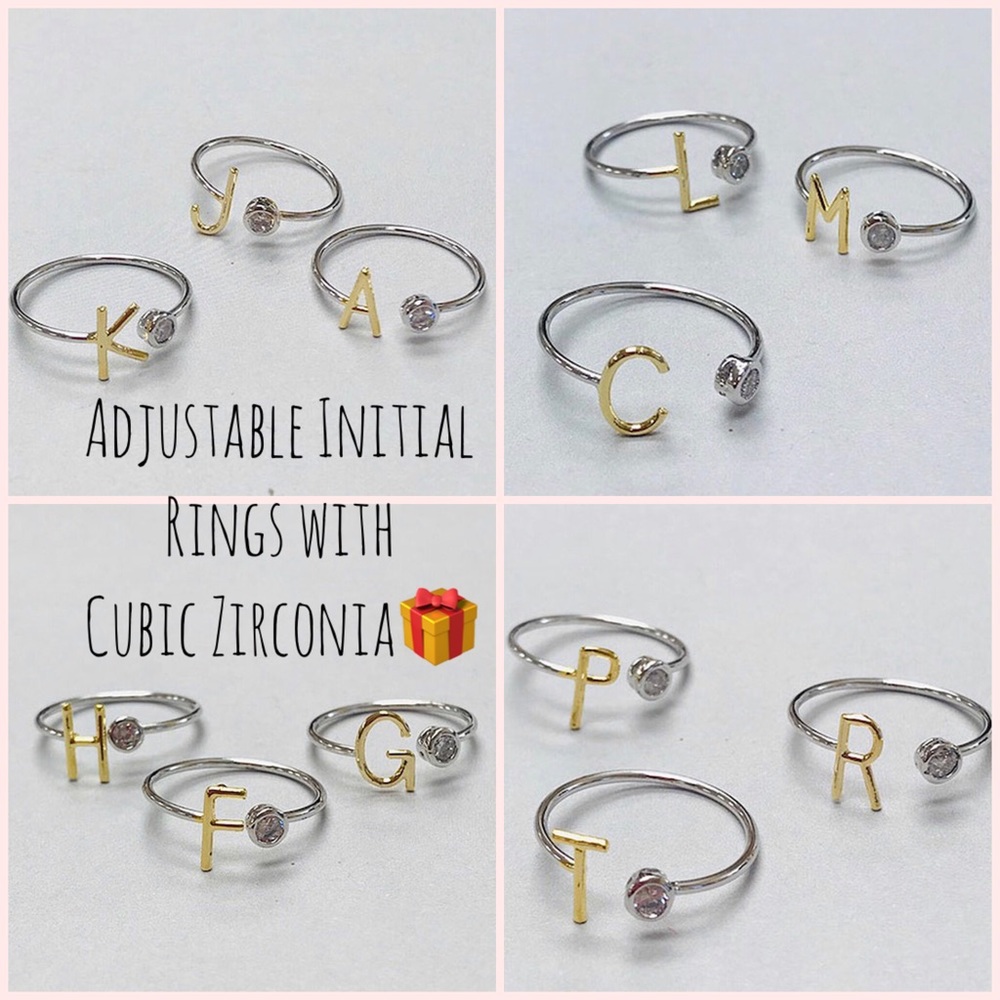 Our Little Two Tone Initial Ring With CZ,NWT